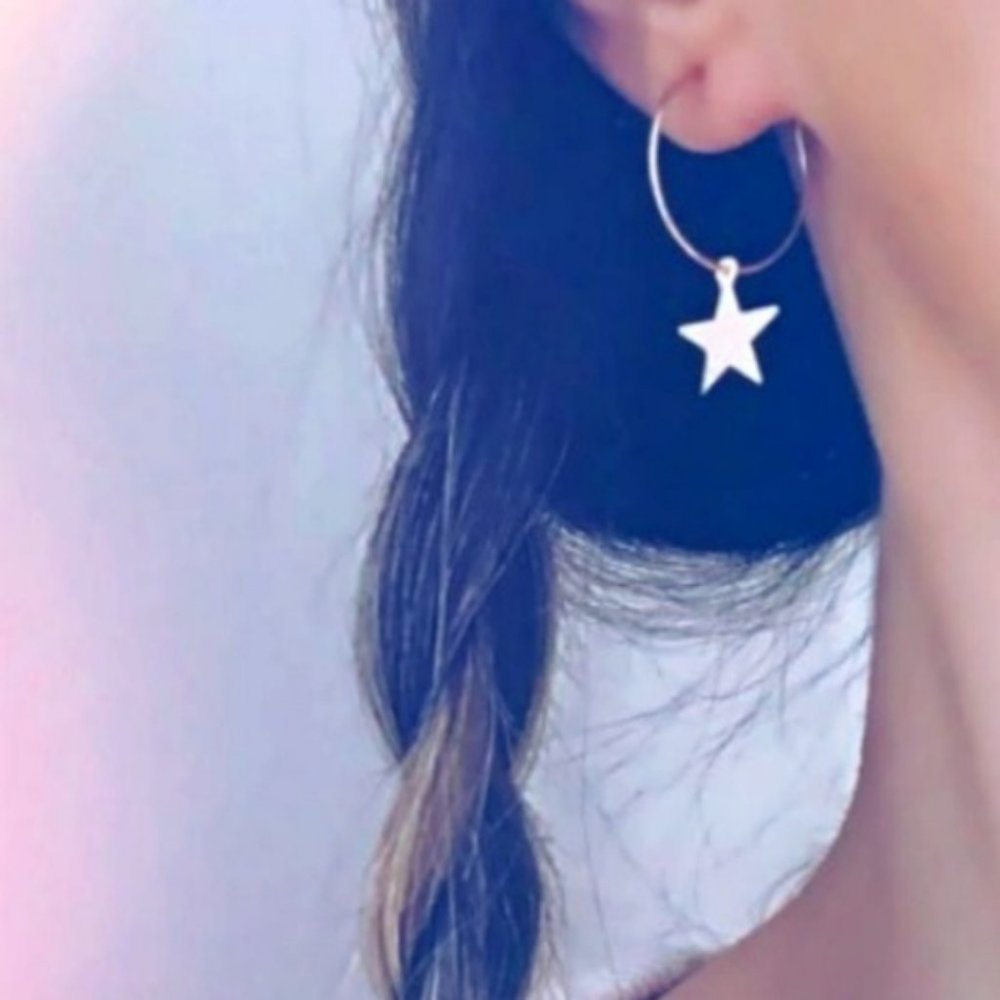 Free People Shapes Stars Hoops Drop 2 pc Earrings